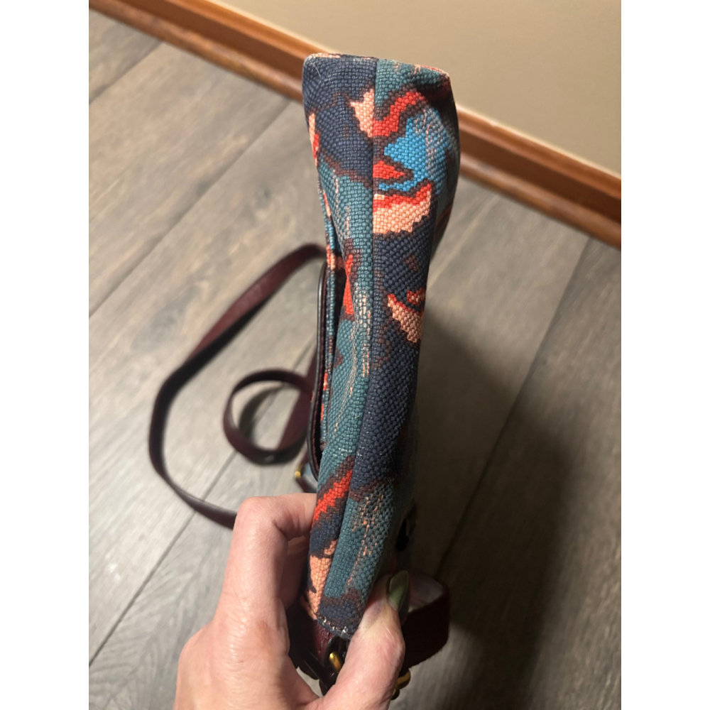 Fossil Kinley Crossbody Bag Boho Print Canvas Leather Multi Textile Burgundy OS - Picture 11 of 16